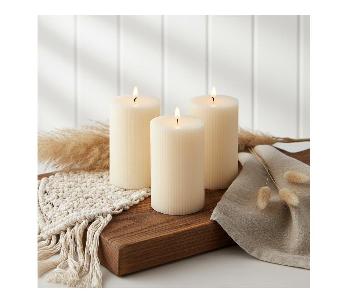 Estilo Home Sada 3x LED sviečok BRILLO LED/3xAAA 12,5 cm krémové + diaľkové ovládanie 5905623255170