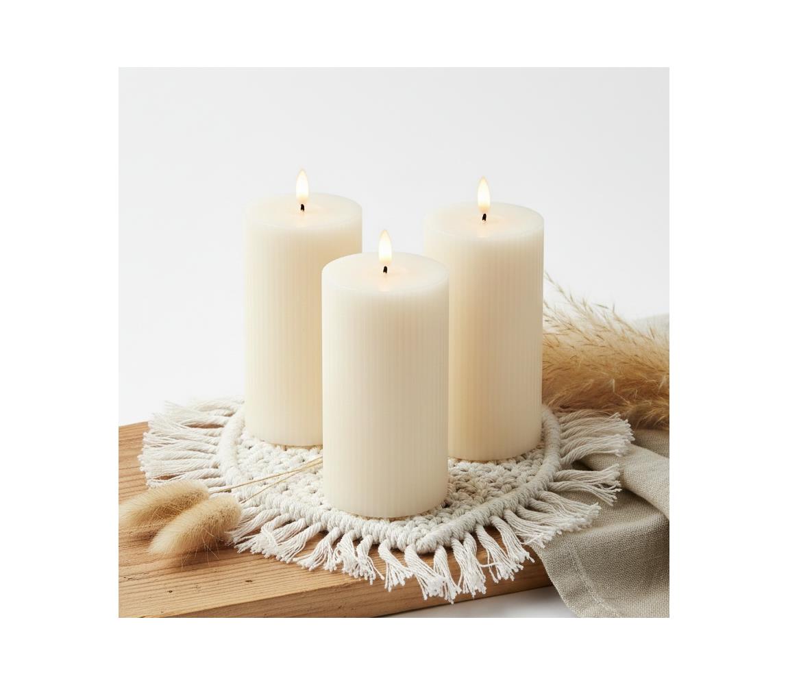Estilo Home SADA 3x LED sviečok BRILLO LED/3xAAA 15 cm krémové + diaľkové ovládanie 5905623255187