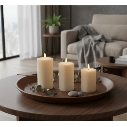 SADA 3x LED sviečok BRILLO LED/3xAAA krémová + diaľkové ovládanie