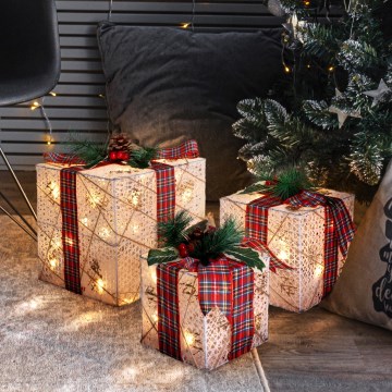 SADA 3x LED Vianočný darček 48xLED/3,6W/230V IP44 teplá biela