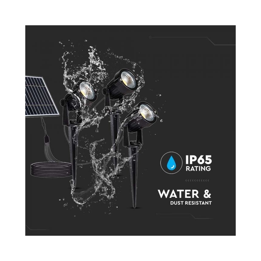 SADA 3x LED Vonkajšia solárna lampa 3xLED/1,2W/3,7V IP65 3000K 4000 mAh