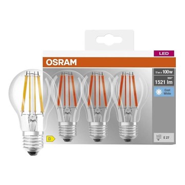 Sada 3x LED žiaroviek BASE CLASSIC FILAMENT A60 E27/11W/230V 4000K - Osram