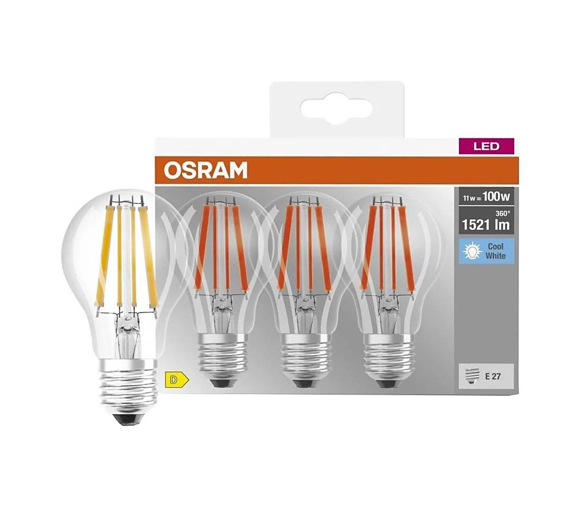 Sada 3x LED žiaroviek BASE CLASSIC FILAMENT A60 E27/11W/230V 4000K - Osram 4058075592391
