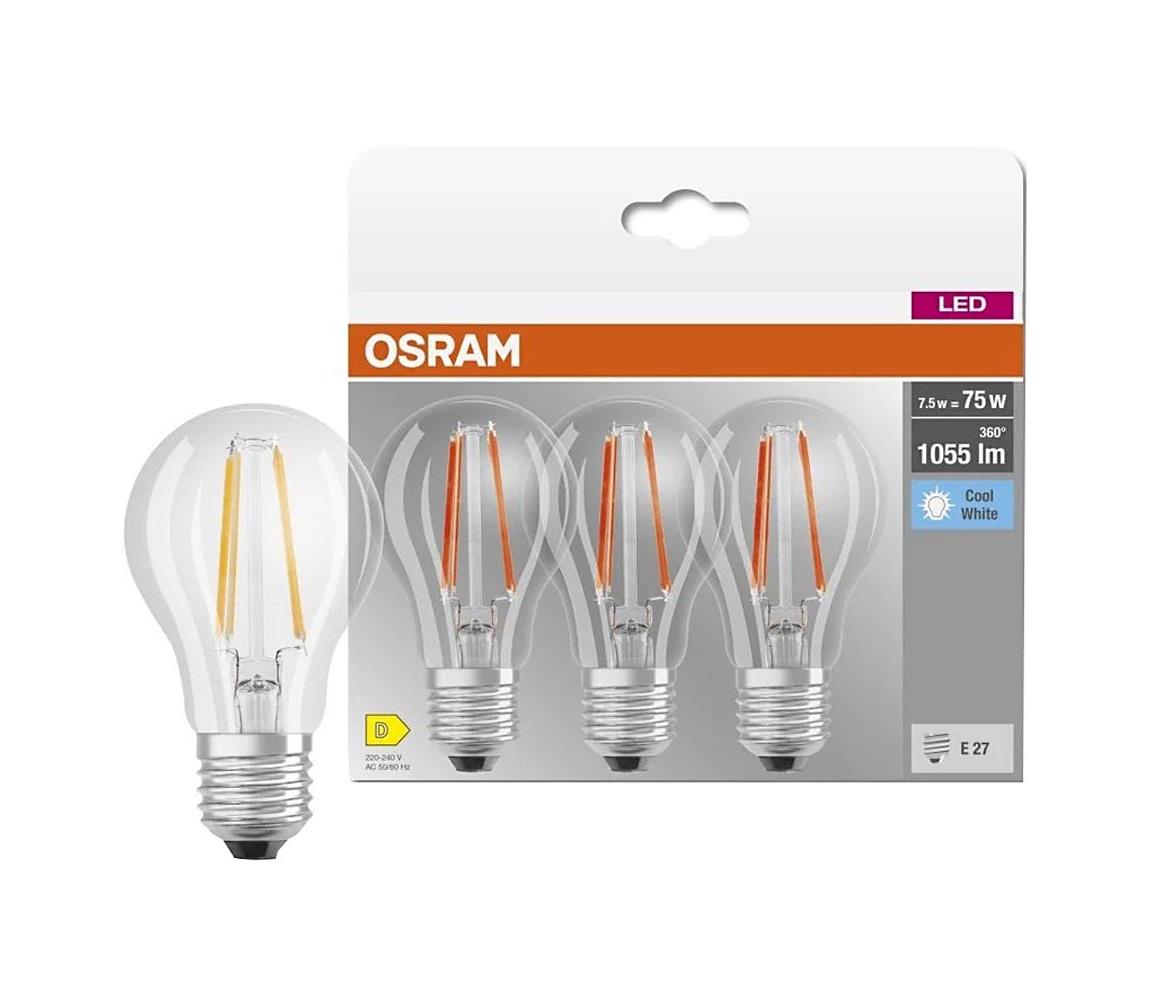 Sada 3x LED žiaroviek BASE CLASSIC FILAMENT A60 E27/7,5W/230V 4000K - Osram 4058075592377