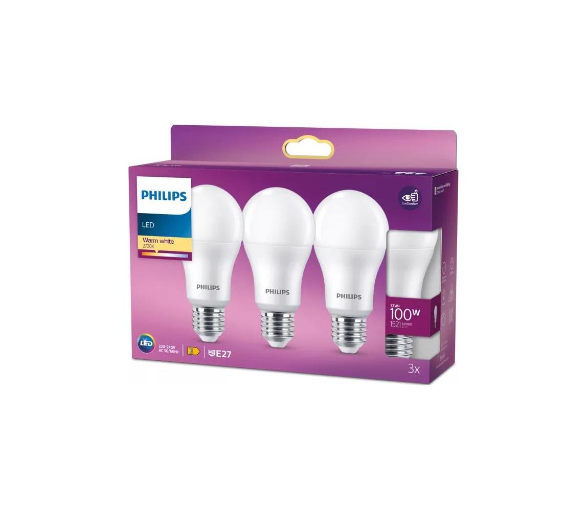 SADA 3x LED žiaroviek Philips A60 E27/13W/230V 2700K 8720169326354