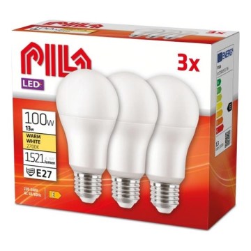 Sada 3x LED žiaroviek Philips Pila E27/13W/230V 2700K