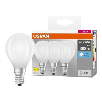 SADA 3x LED žiarovka BASE CLASSIC FILAMENT E14/5,9W/230V 4000K - Osram