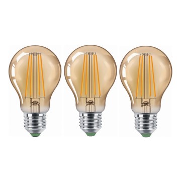 SADA 3x LED Žiarovka CLASIC AMBER A60 E27/9W/230V 2200K - Brilagi