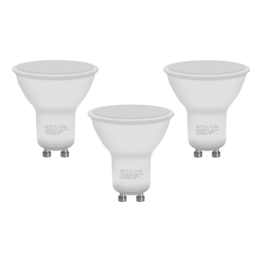 SADA 3x LED Žiarovka ECOLINE GU10/6W/230V 4000K - Brilagi
