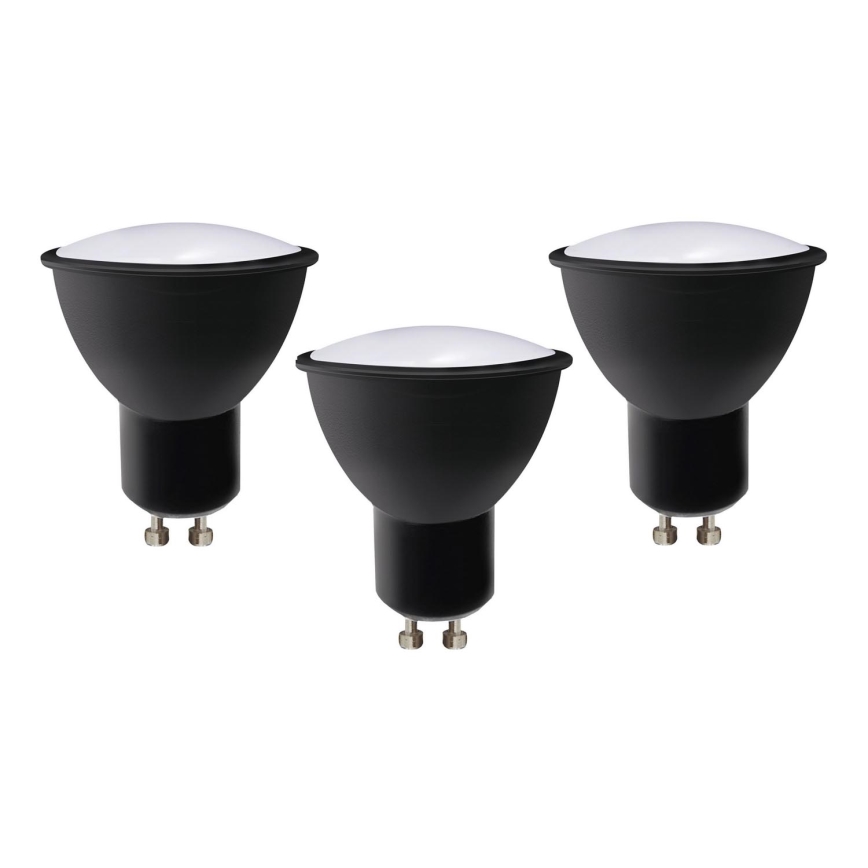 SADA 3x LED Žiarovka ECOLINE GU10/6W/230V 4000K čierna - Brilagi