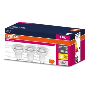 SADA 3x LED Žiarovka PAR16 GU10/6,9W/230V 2700K 36° - Osram