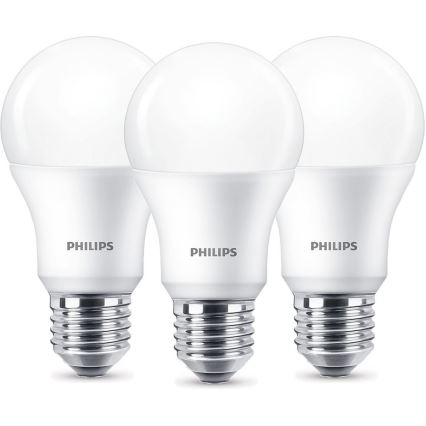 SADA 3x LED Žiarovka Philips A60 E27/8,5W/230V 2700K