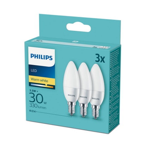 Sada 3x LED Žiarovka Philips E14/3,5W/230V 2700K