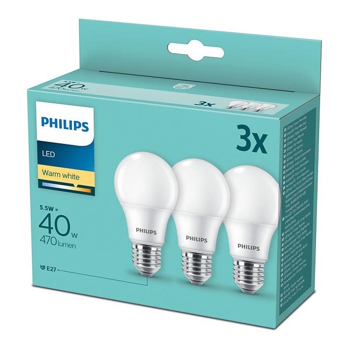 SADA 3x LED Žiarovka Philips E27/5,5W/230V 2700K