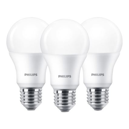 Sada 3x LED Žiarovka Philips E27/9W/230V 2700K