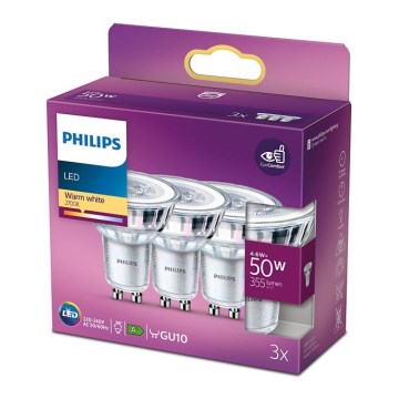 SADA 3x LED Žiarovka Philips GU10/4,6W/230V 2700K