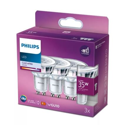 SADA 3x LED Žiarovka Philips PAR16 GU10/3,5W/230V 4000K