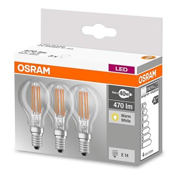 SADA 3x LED Žiarovka VINTAGE P40 E14/4W/230V 2700K - Osram
