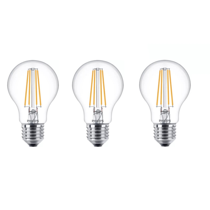 SADA 3x LED Žiarovka VINTAGE Philips A60 E27/7W/230V 2700K