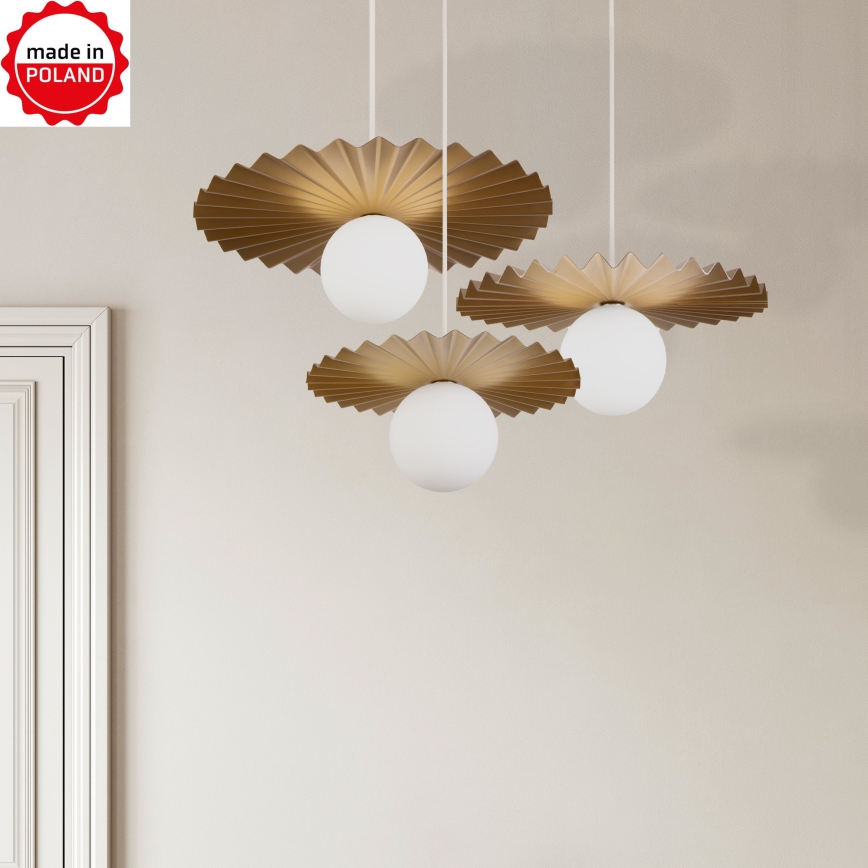 SADA 3x luster na lanku SUNPLISS 1xG9/10W/230V zlatá/krémová