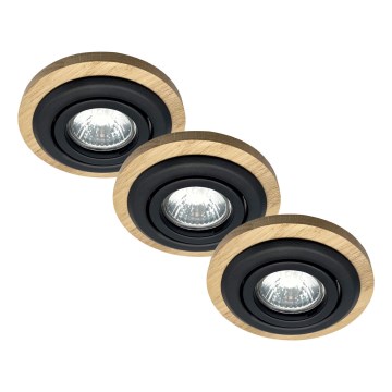 SADA 3x Podhľadové svietidlo TOBBY 1xG9/20W/230V pr. 11,5 cm dub/čierna