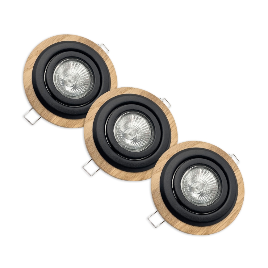 SADA 3x Podhľadové svietidlo TOBBY 1xG9/20W/230V pr. 11,5 cm dub/čierna