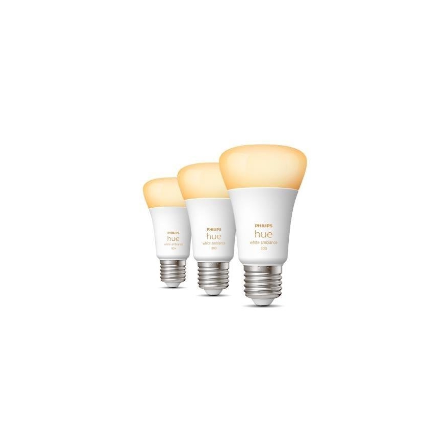 SADA 3x stmievateľných LED žiaroviek Philips Hue WHITE AMBIANCE A60 E27/6W/230V 2200-6500K