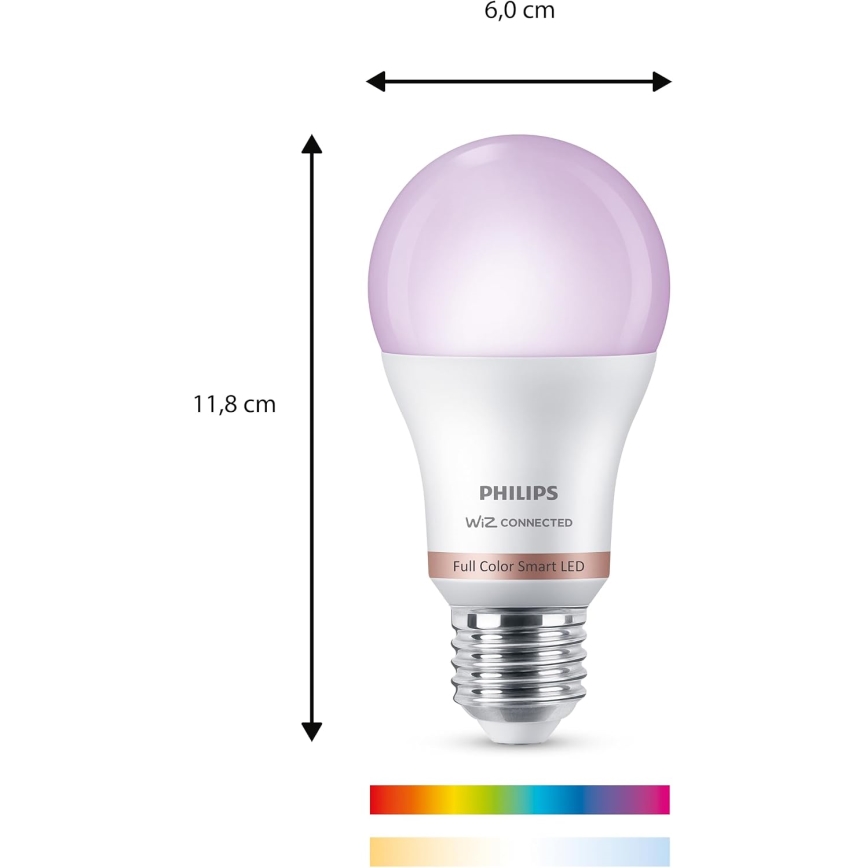 SADA 3x stmievateľných RGB LED žiaroviek Philips SMART A60 E27/8,8W/230V 2200-6500K