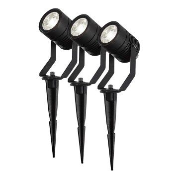 Sada 3x stmievateľných vonkajších LED svietidiel RGBW SmartLife LED/3W/230V IP65 Wi-Fi Tuya čierna