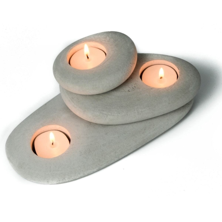SADA 3x Svietnik na čajové sviečky 21,5cm/15cm/9cm betón
