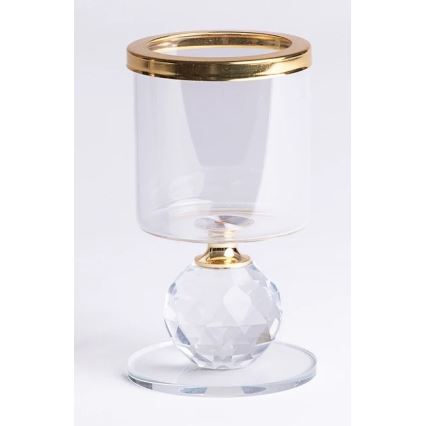 SADA 3x svietnikov, zlaté/priehľadné