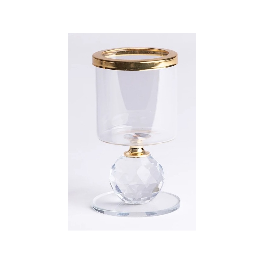 SADA 3x svietnikov, zlaté/priehľadné