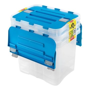 SADA 3x Úložný box DRAGON 24 l modrá/číra