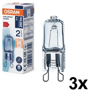 SADA 3x žiaroviek do rúry HALOPIN G9/25W/230V 2700K - Osram
