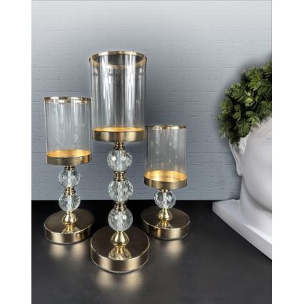 SADA 3x zlatých svietnikov