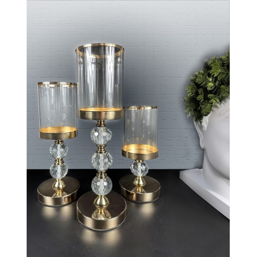 SADA 3x zlatých svietnikov