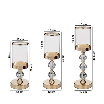 SADA 3x zlatých svietnikov