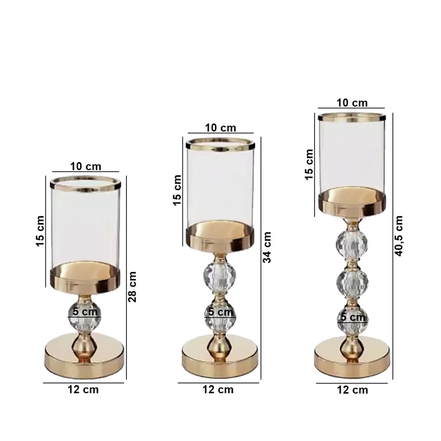 SADA 3x zlatých svietnikov