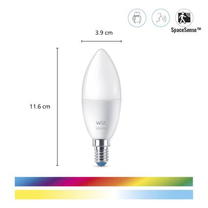 SADA 3xLED RGBW Stmievateľná žiarovka C37 E14/4,9W/230V 2200-6500K CRI90 Wi-Fi-WiZ