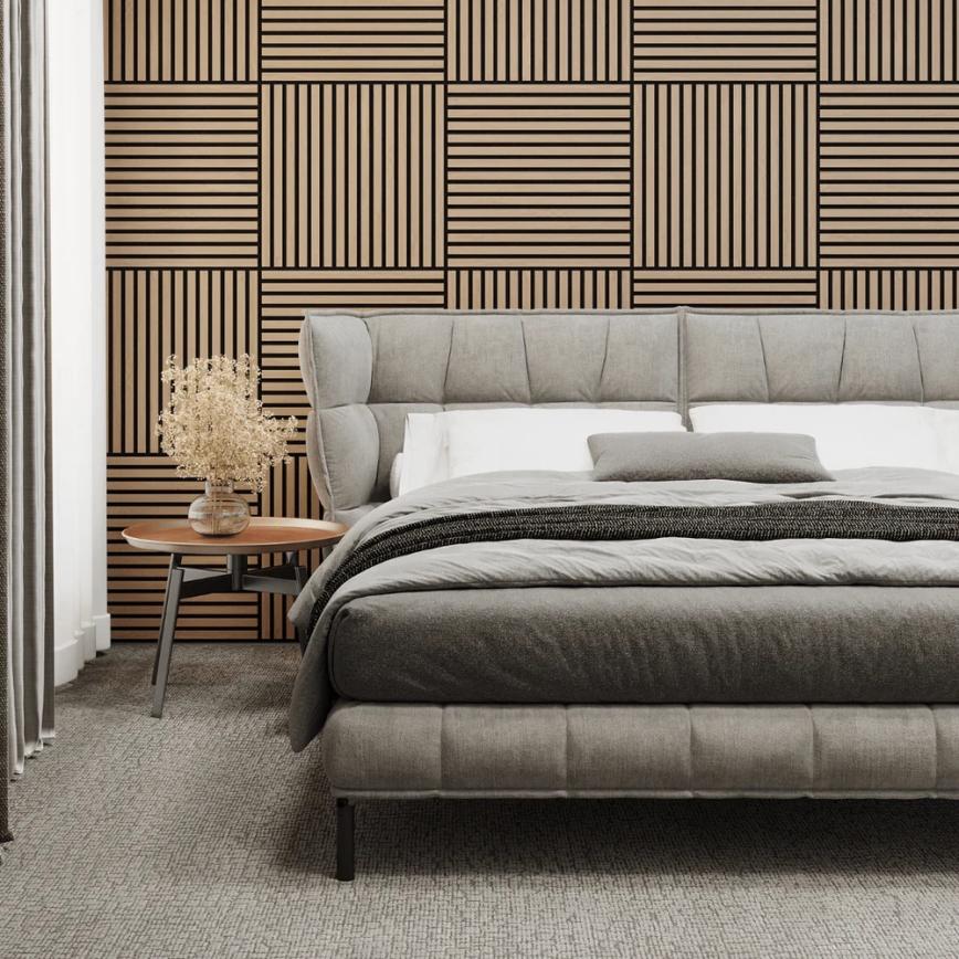 Sada 4 ks akustických obkladových panelov DANVIKEN 60x60 cm, dub