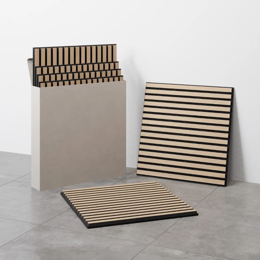 Sada 4 ks akustických obkladových panelov DANVIKEN 60x60 cm, dub