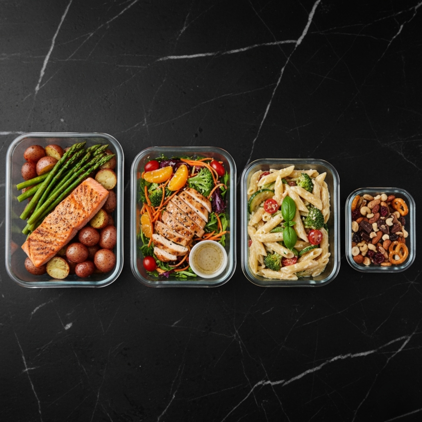 SADA 4 ks dóz na potraviny, priehľadné/mintové