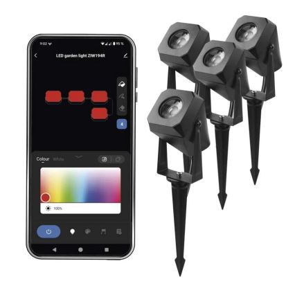 SADA 4x LED RGBIC Stmievateľná vonkajšia lampa LED/7W/230V 3000-6500K IP65 Wi-Fi Tuya