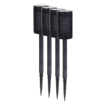 Sada 4x LED solárna lampa DECOR LED/1,2V 150 mAh 3000K 39 cm IP44 čierna