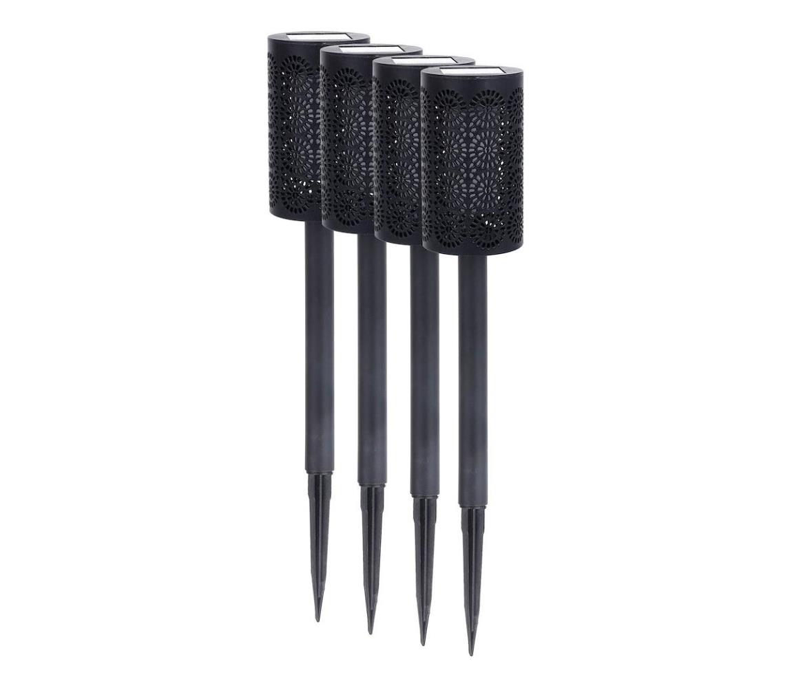 Sada 4x LED solárna lampa DECOR LED/1,2V 150 mAh 3000K 39 cm IP44 čierna EKO2502