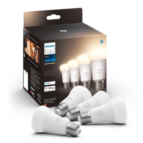 SADA 4x LED Stmievateľná žiarovka Philips Hue WHITE A60 E27/9W/230V 2700K