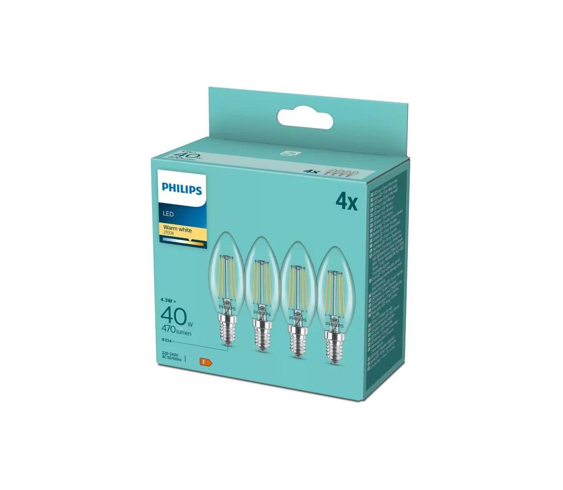 Sada 4x LED žiaroviek VINTAGE Philips B35 14/4,3W/230V 2700K 8718699696931