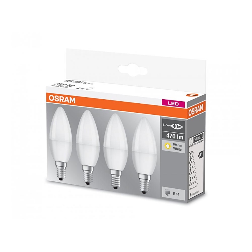 SADA 4x LED Žiarovka B40 E14/5,7W/230V 2700K - Osram