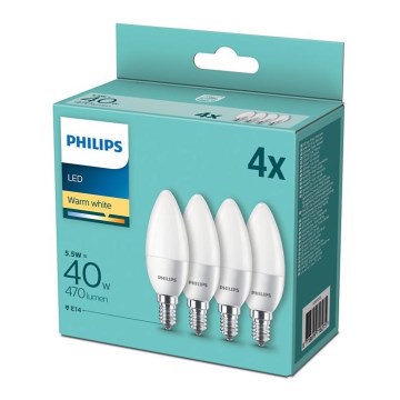 SADA 4x LED Žiarovka Philips E14/5,5W/230V 2700K