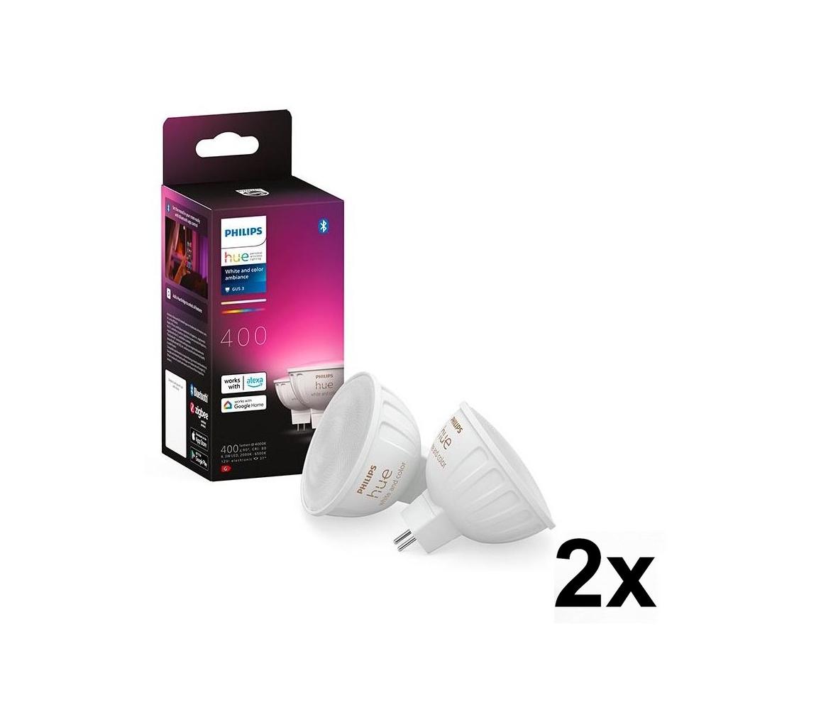 SADA 4x stmievateľných LED RGBW žiaroviek Philips Hue WACA GU5,3/MR16/6,3W/12V 2xP5829
